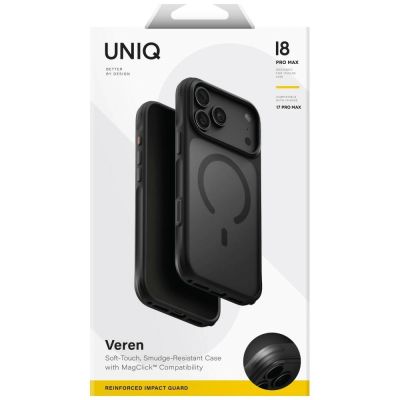 6. Uniq Veren Magclick Ladehülle für iPhone 18 Pro Max / 17 Pro Max – Schwarz