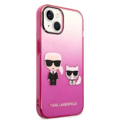 4. Karl Lagerfeld Gradient Ikonik Karl&Choupette Hülle für iPhone 14 Plus - Pink