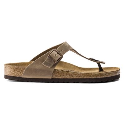 8. Birkenstock Gizeh Oiled Leather Tobacco Brown Regular Wide Damen Flip-Flops (0943811)