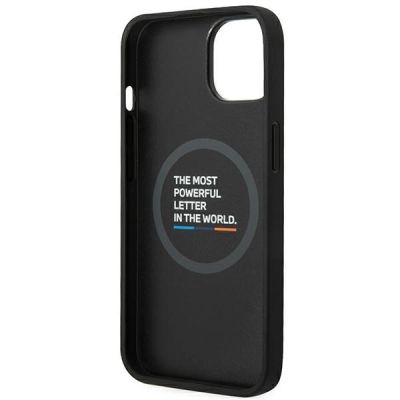 7. Hülle BMW BMHMP14S22PTDK iPhone 14 6.1 "schwarz / schwarz Leder Stamp Tricolor Magsafe