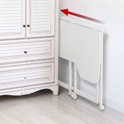 11. MACLEAN Klapptisch mit Rollen, weiß, mobil, 100 x 65 cm, max. 50 kg, abgewinkelt, Form