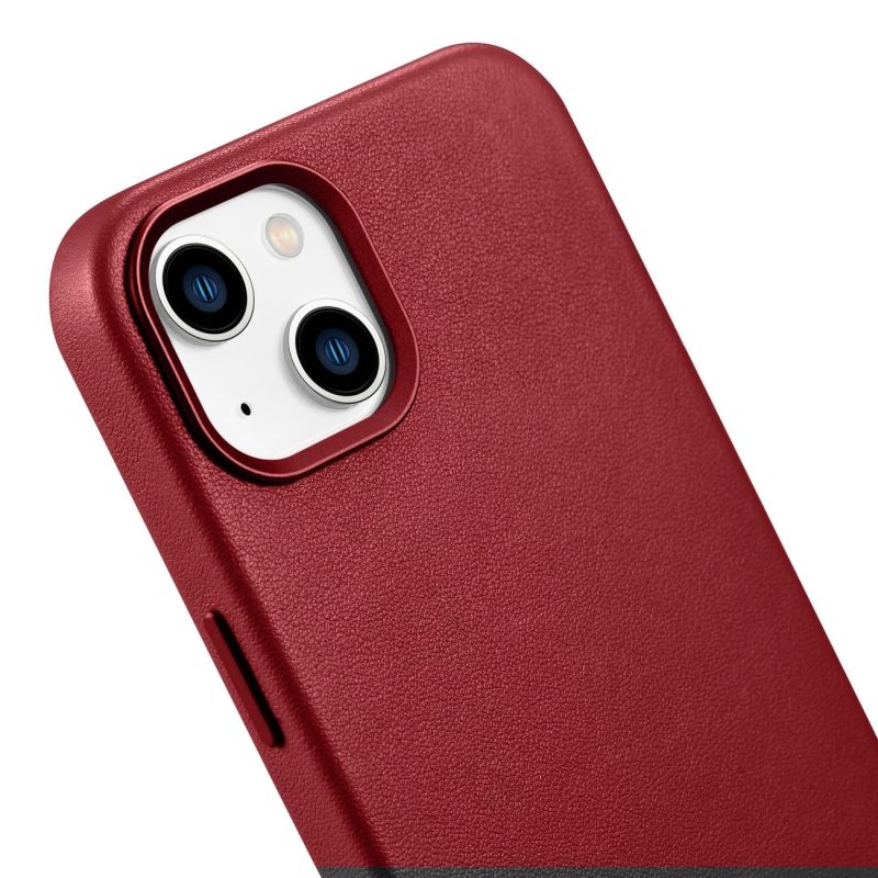 9. iCarer Case Lederhülle aus Naturleder für iPhone 14 Plus rot (kompatibel mit MagSafe)