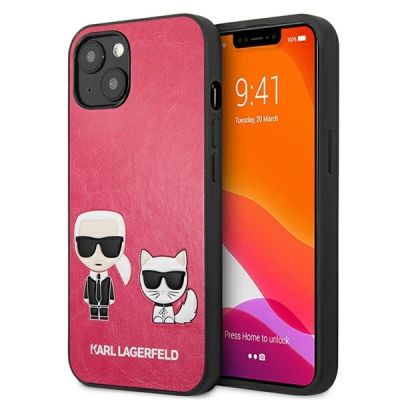 Karl Lagerfeld Ikonik Karl&Choupette iPhone 13 Mini-Hülle – Fuchsie