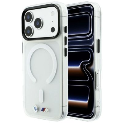 BMW M IML MagSafe Hülle mit mattiertem Metalllogo und Zierleisten für iPhone 18 Pro Max / 17 Pro Max – Transparent