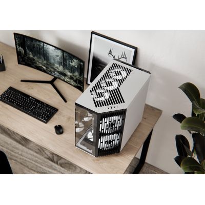 4. APNX V1 Gehäuse, Midi-Tower, ATX, gehärtetes Glas, Schwarz und Weiß