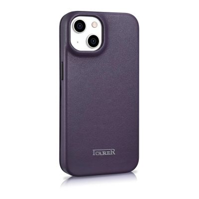 4. iCarer CE Premium Leather Folio Case iPhone 14 Plus Magnetic Flip Leather Folio Case MagSafe Dark Purple (WMI14220715-DP)