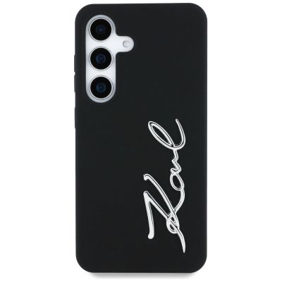 3. Karl Lagerfeld Silikon Metall Signature Logo Samsung Galaxy S25 Hülle schwarz