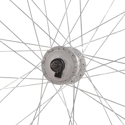 12. 28-Zoll-Vorderrad mit Shimano-Nabe, schwarze Felge