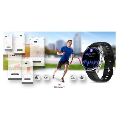 8. GIEWONT Vertex SmartCall GW450-4 Silber/Carbon Silikon Smartwatch