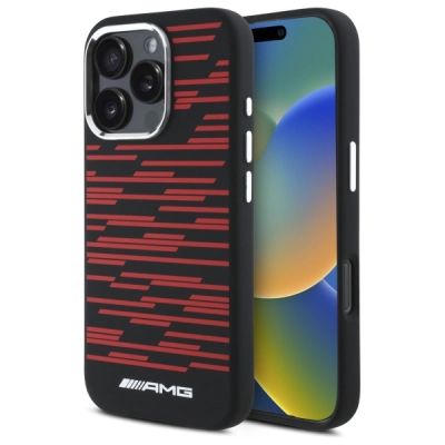 AMG Silicone Graphics MagSafe-Hülle für iPhone 16 Pro Max – Schwarz
