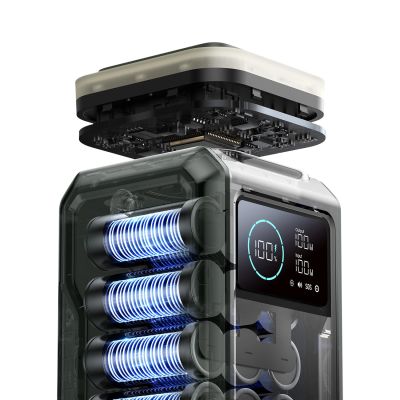 3. Powerbank Joyroom JR-PBF10 75000mAh 100W 3x USB-C 3x USB-A mit faltbarer Taschenlampe und Griff - Grün