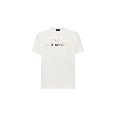 6. Paul&Shark Herren-T-Shirt aus Baumwolle, Weiß und Gold, 99311007-10E – Klassischer Schnitt, Logo