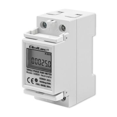 3. QOLTEC Einphasen-Energieverbrauchsmesser für DIN-Schiene | 230 V | LCD | 2-polig