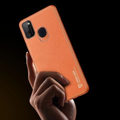 9. Dux Ducis Yolo elegantes Cover aus ökologischem Leder für Samsung Galaxy M30s orange