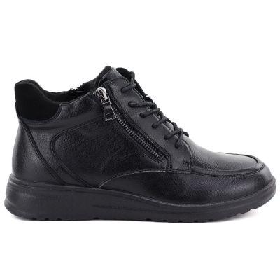 2. Gefütterte Damen-Lederstiefeletten mit Keilabsatz, schwarz Potocki JE19502