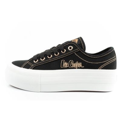 11. Lee Cooper Damen-Sneaker mit Plateausohle, schwarz mit Gold