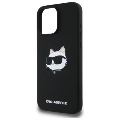 6. Karl Lagerfeld Silikon Choupette Kopf Print MagSafe iPhone 16 Pro Hülle - Schwarz