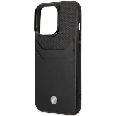 6. Hülle BMW BMHCP14X22RSEPK iPhone 14 Pro Max 6.7" schwarz/schwarz Leder Kartenfach