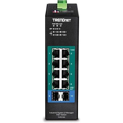 2. TRENDnet Switch 10-Port Industrie-Gbit PoE+ L2 Metall IP30