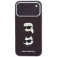 3. Karl Lagerfeld Saffiano Hülle mit Karl & Choupette Köpfen Pins & Logo für iPhone 18 Pro / 17 Pro - bordeauxrot