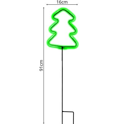 6. Neon-Weihnachtsbaum grün, 87 LEDs, batteriebetrieben, 16 x 91 cm, LUCA