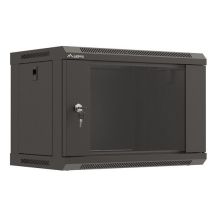 Wandmontierter Installationsschrank 19" 6U 540x350 schwarze Glastür LANBERG (Flat Pack)