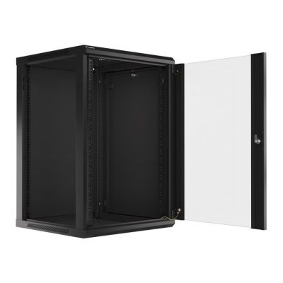 13. Lanberg WF01-6618-10B Rack-Schrank (18 HE; 901 mm / 600 mm / 600 mm; Wandmontage; Glas; 19 Zoll; schwarz)