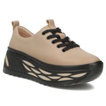 Damen-Sneaker aus Leder mit taupefarbenem Plateau, Modell Filippo DP8006