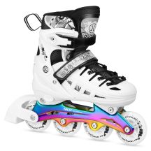 NH10905 4in1 LED-Rollschuhe, weiß, mit Regenbogen-Eishockeykufe, Größe M (35-38), Nils Extreme