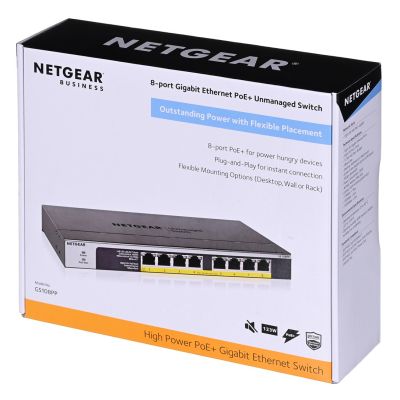 10. Netgear GS108PP-100EUS 8p PoE 123W (PoE+: 8p) Unmanaged Gigabit Switch