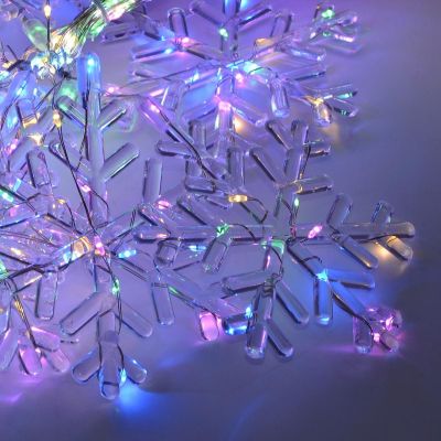 18. Weihnachtsbaumbeleuchtung, Lichtervorhang 200x200 cm, 408 LEDs, Schneeflocken, mehrfarbig