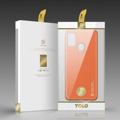 5. Dux Ducis Yolo elegantes Cover aus ökologischem Leder für Samsung Galaxy M30s orange