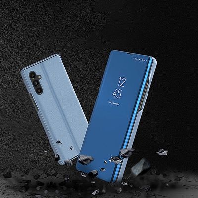 8. Clear View Case Hülle für Samsung Galaxy A14 Flip Cover blau
