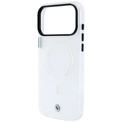 6. BMW Logo-Schutzhülle mit mattiertem IML- und Metalllogo (MagSafe) für iPhone 18 Pro Max / 17 Pro Max – Transparent