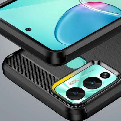 6. Carbon Case Hülle für Infinix Hot 12 Play NFC / Hot 12 Play flexible Silikon-Carbon-Hülle schwarz