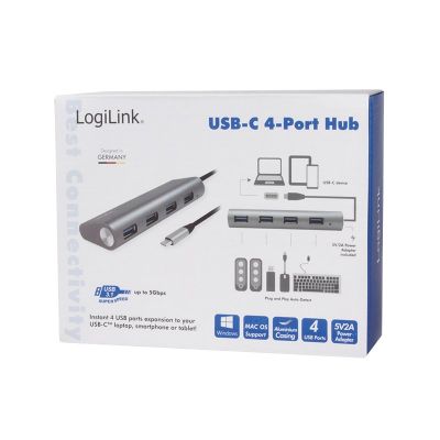 7. LogiLink UA0309 USB 3.2 Gen 1 (3.1 Gen 1) Typ-C Hubs und Konzentratoren 5000 Mbit/s Grau