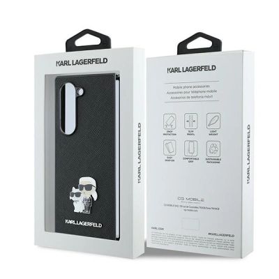 7. Karl Lagerfeld Saffiano Metal Pin Hülle für Samsung Galaxy Z Fold 6 – Schwarz