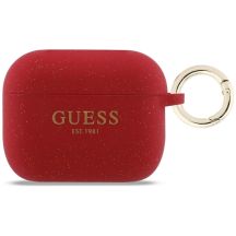 Guess Silikon-Glitzerringhülle für AirPods Pro 3 – Rot und Glitzer