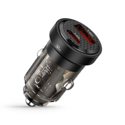 4. Tech-Protect CC30W Autoladegerät USB-C PD 30W / USB-A QC 3.0 - Schwarz