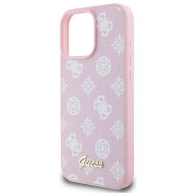 6. Guess Peony Script MagSafe-Hülle für iPhone 16 Pro Max – Rosa