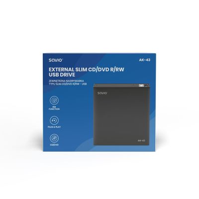 4. SAVIO Externer Slim-CD/DVD-R/RW-Brenner – USB 2.0 AK-43