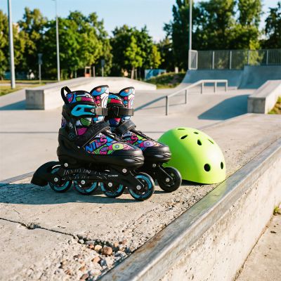 5. NH10907 4-in-1 Rollschuhe mit verlängerten Hockeykufen, Tinty Green, Größe S (31-34), Nils Extreme