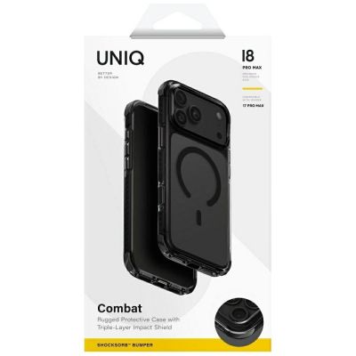 6. Uniq Combat Magclick Ladehülle für iPhone 18 Pro Max / 17 Pro Max – Schwarz