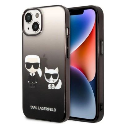 Karl Lagerfeld KLHCP14STGKCK iPhone 14 6,1" Hardcase schwarz / schwarz Gradient Ikonik Karl & Choupette