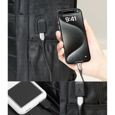 5. Vention KRK 20l wasserdichter Laptop-Rucksack mit USB-Anschluss und Diebstahlsicherung, Schwarz