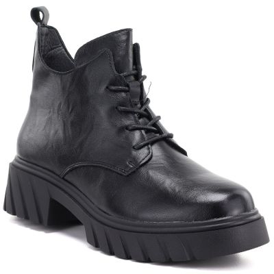 Schwarze Damen-Ankle-Boots aus Leder mit Plateausohle, Modell M.Daszyński SFY2502-11ac