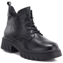 Schwarze Damen-Ankle-Boots aus Leder mit Plateausohle, Modell M.Daszyński SFY2502-11ac