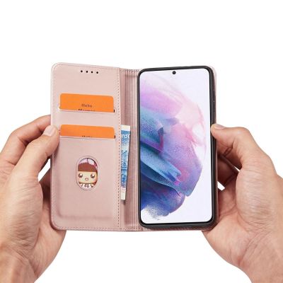 12. Magnet Kartenetui für Samsung Galaxy S22+ (S22 Plus) Etui Geldbörse Kartenhalter Pink