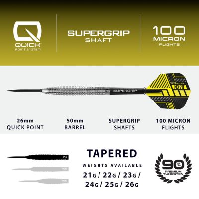 4. Harrows NX-90 Tapered QP Darts 90% Stahlspitze