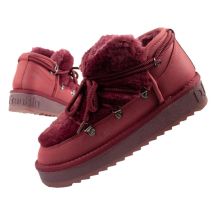 D.Franklin Damen Winter Schneestiefel, modisches Fellfutter, Burgund